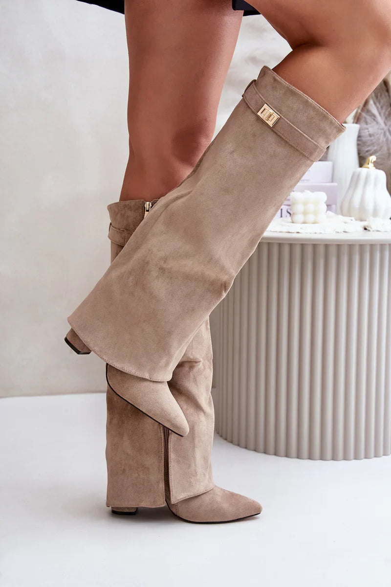 LAVISTA SUDE KNEE HIGH BOOTS- WHITE